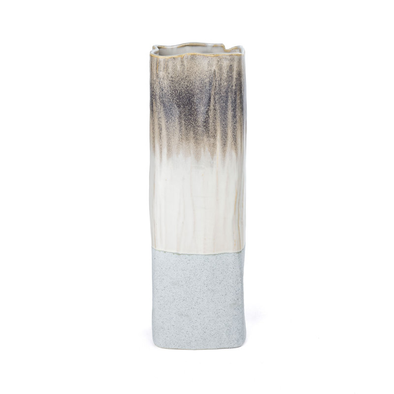 Saunton Tri-Color Ombre 16" Ceramic Table Vase