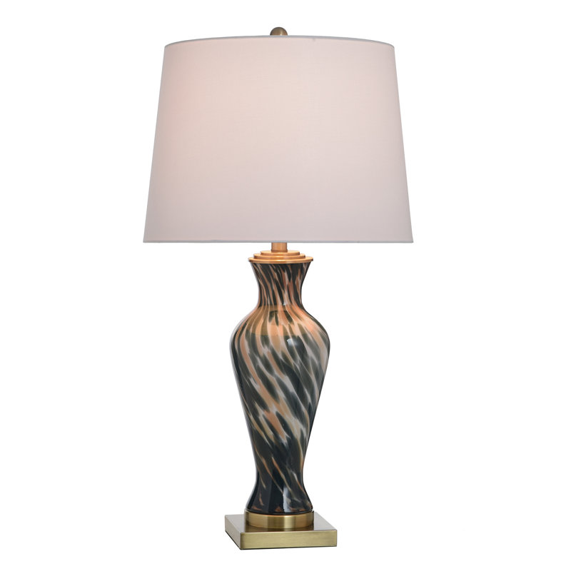 Glass Table Lamp - White Shade