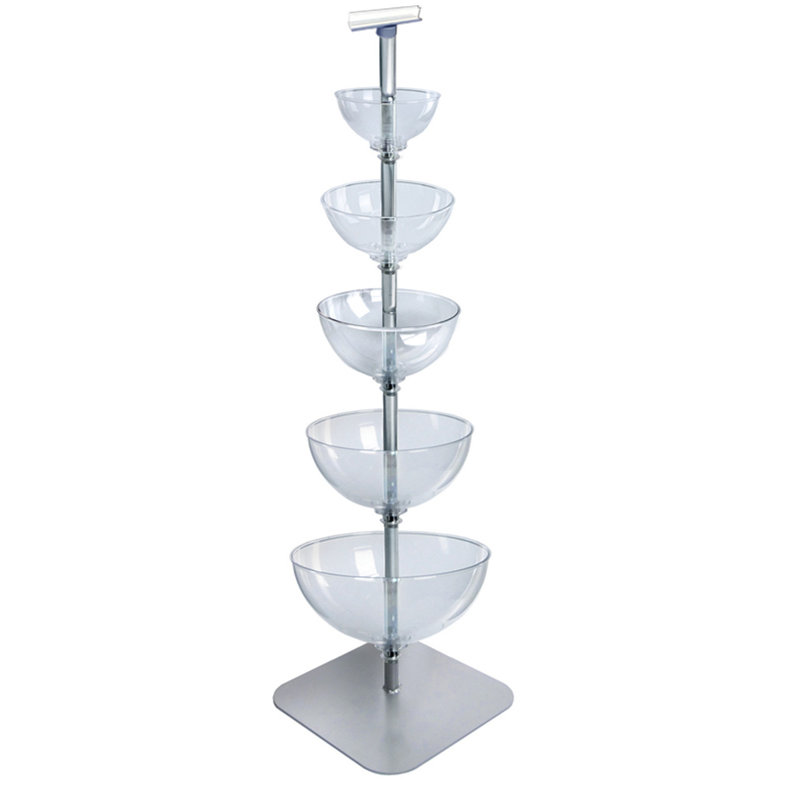 Extra Large Clear Acrylic Five-Tier Cascading Bowl Floor Display