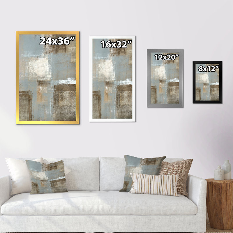 «Gray Meets Brown Abstract Art VI», reproduction sur toile, Cadre d'angle fermé noir, H 20 po x l 12 po x P 1 po