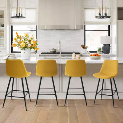 Set of 4 Upholstered Low Back 26" Counter Stool