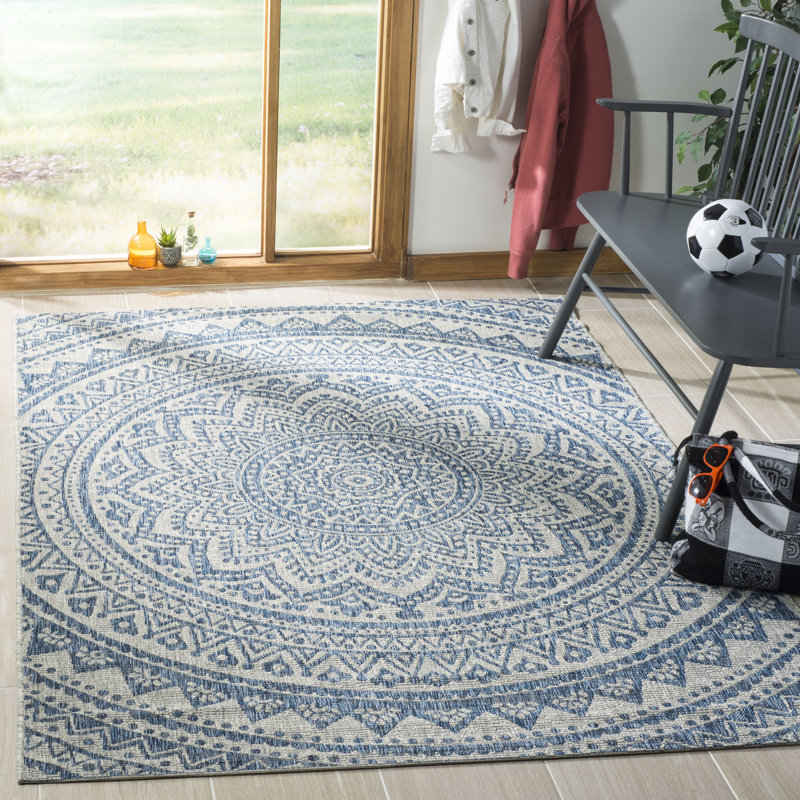 Atlanta Hooked Grey/Blue Area Rug, Rectangle 160 x 231 cm
