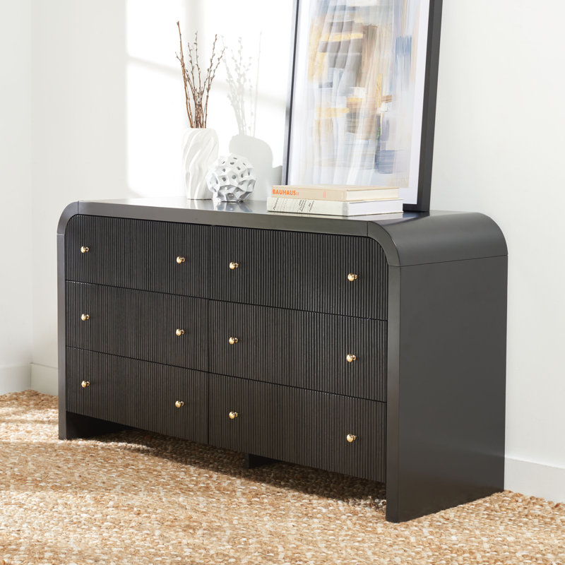 Commode 6 tiroirs Liabella, Noir