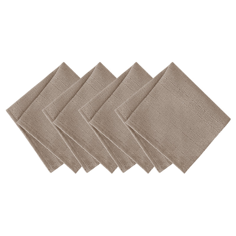 Ensemble de 4 serviettes Avo à texture unie résistantes à l'eau et aux taches, Taupe