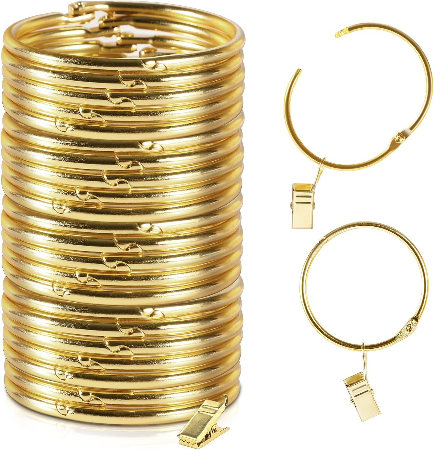 Symple Stuff 24 Pack 2 Inches Curtain Rings With Clips, Openable ...