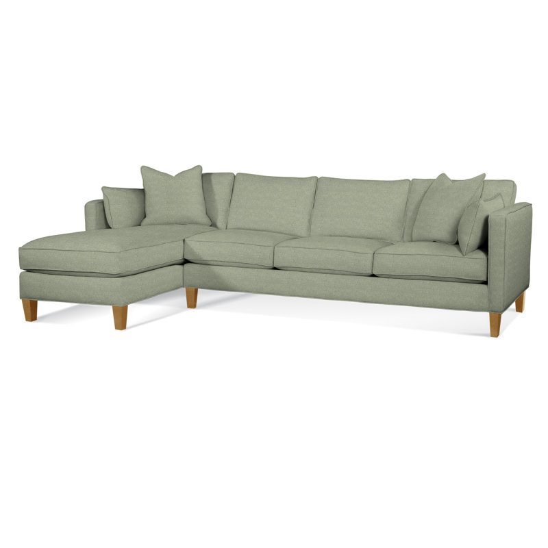 Lenox Chaise Sectional, Honey, Green Performance Fabric; 0851-54, Left Hand Facing