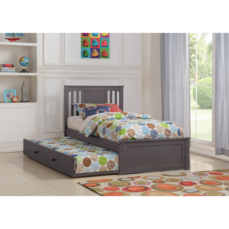 Lit plateforme en bois massif avec couchette Colangelo, Simple