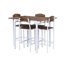 Ensemble de table de salle à manger à hauteur de comptoir 5 pièces à hauteur de comptoir avec chaises pour 4 personnes, cadre blanc + plateau rustique brun