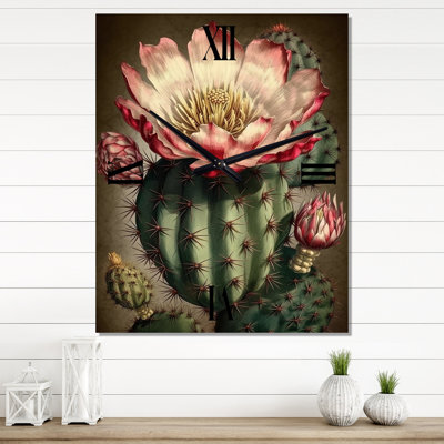 Fleur de cactus en fleur - Horloge murale moderne cactus