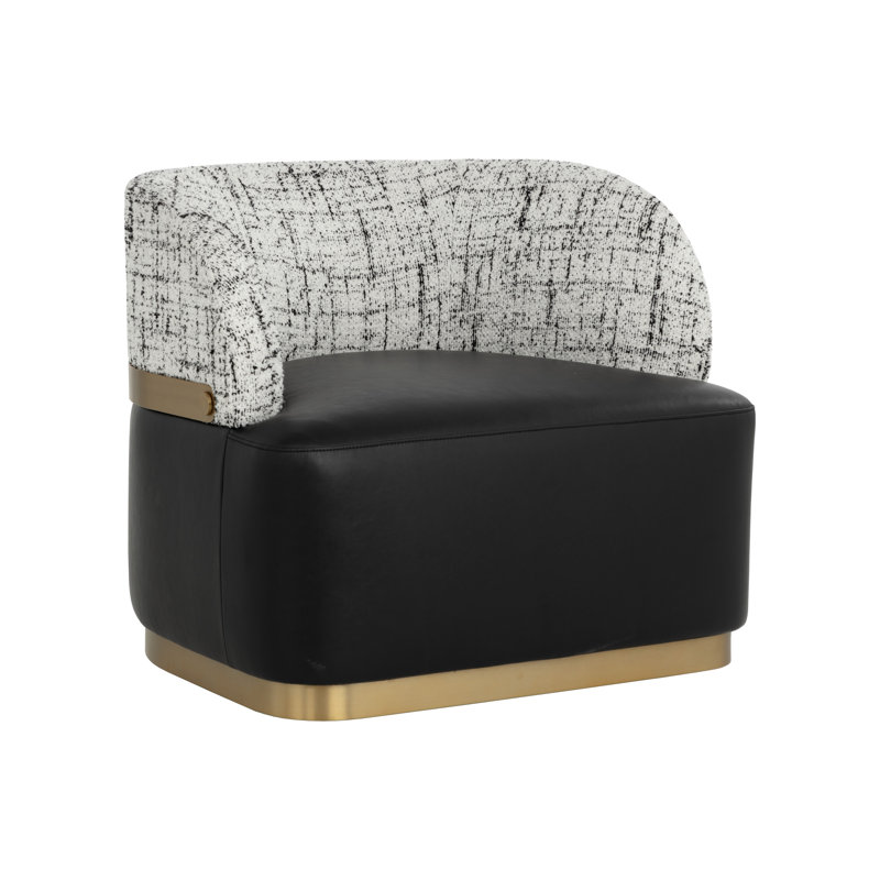 Swivel Lounge Chair, Black Faux Leather;Acrylic;Polyester