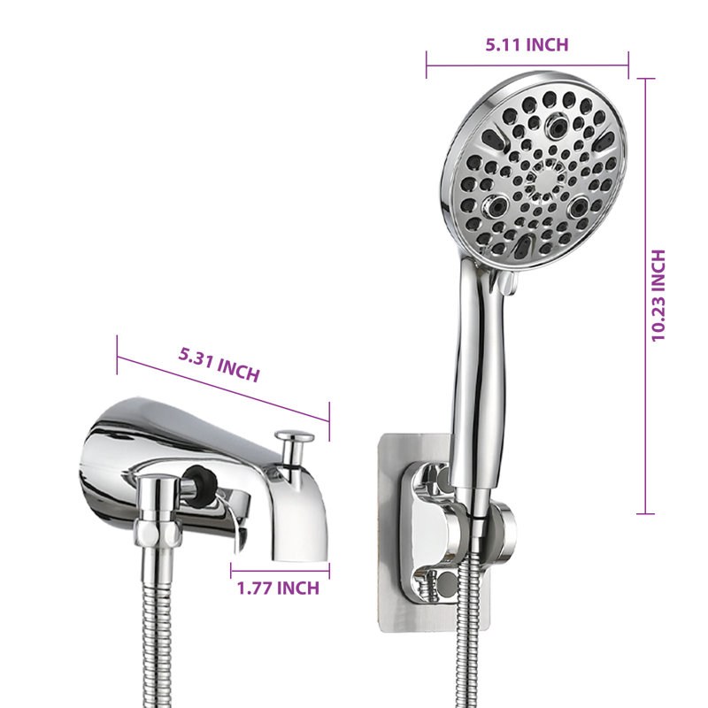 Wall Tub Spout with Diverter and Handshower