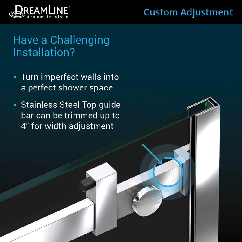 DreamLine Enigma Air 44 - 48 in. W x 76 in. H Frameless Sliding Shower Door, Brushed Stainless Steel