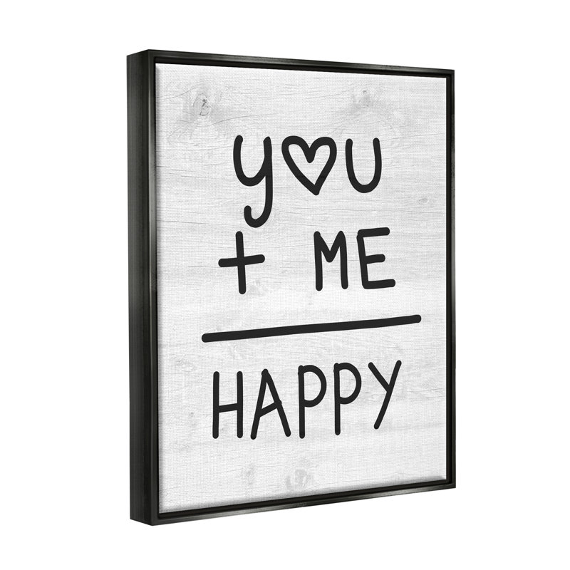 "You + Me = Happy Romantic phrase" par Lil 'Rue, impression, Cadre flottant noir de jais, H 21 po x l 17 po x P 1,7 po