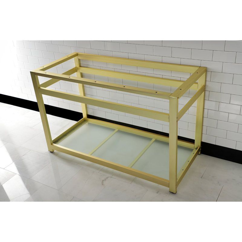 Kingston Brass Kingston Commercial Steel Console Sink Base with Glass Shelf, Brushed Brass