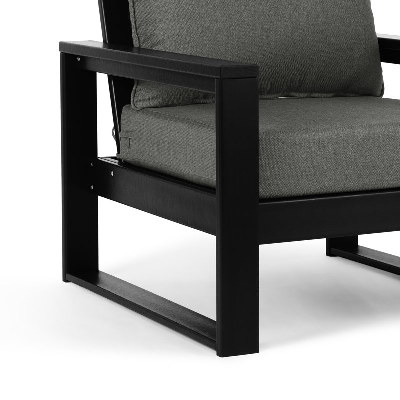 Patio Deep Seating Club Chair With Frame (Set Of 2), Gray, Black
