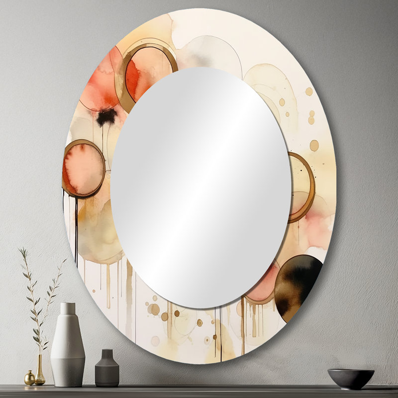 Afternoon Dreams Boho Chic Vintage Pink Gold IV - Modern Oval Wall Mirror, 43" x 33"