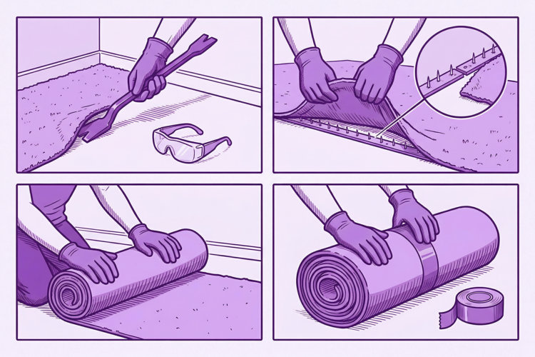 illustration demonstrating how to remove carpet