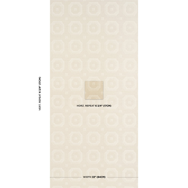 Beveled Frame Geometric Paper Wallpaper Roll, Oyster
