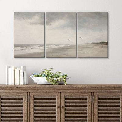 «Storm Cloud Coastal Beach Nature Fine Art Decor Landscape Rustic Country / Farmhouse on Canvas», reproduction de 3 pièces