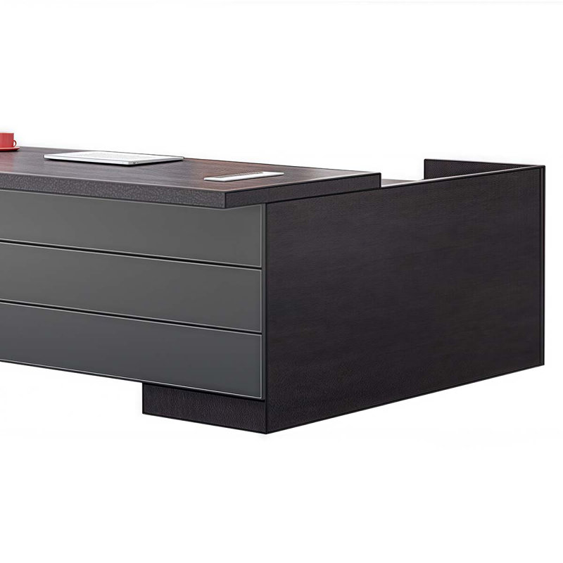 Bureau de direction gris en forme de L luxueux, H 29,92 po x l 78,74 po x P 31,5 po