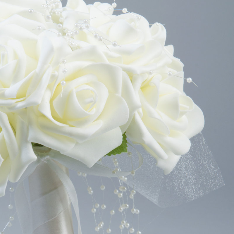 Arrangement floral rose en mousse, Ivoire