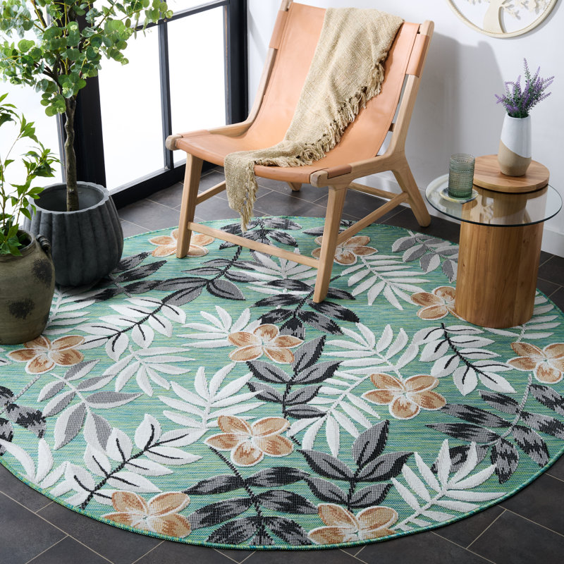 Cabana 405 Floral Indoor/Outdoor Area Rug, Round 6'5"