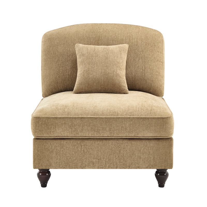 Café sans accoudoirs fabriqué en chenille - doux et confortable avec de la mousse segmentée à haute densité, des volants détachables pour différents looks, des pieds fuselés à dossier rembourré, de petites configurations multiples