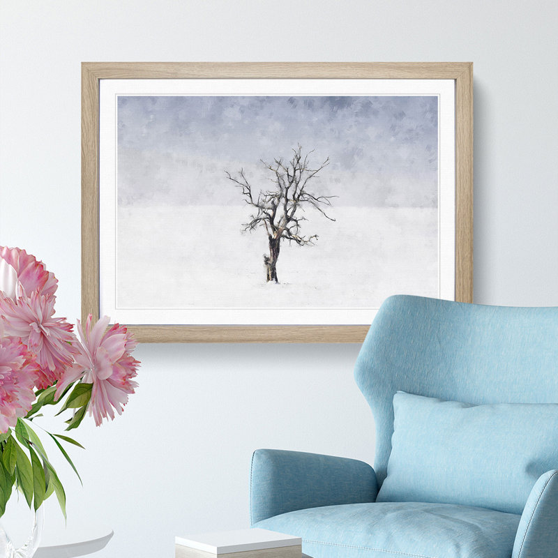 Winter Tree - Picture Frame Painting Print, Oak Framed, 62cm H x 87cm W x 2cm D