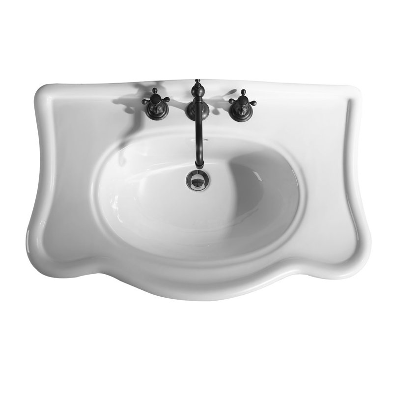 Lavabo de salle de bain console blanc avec trop-plein