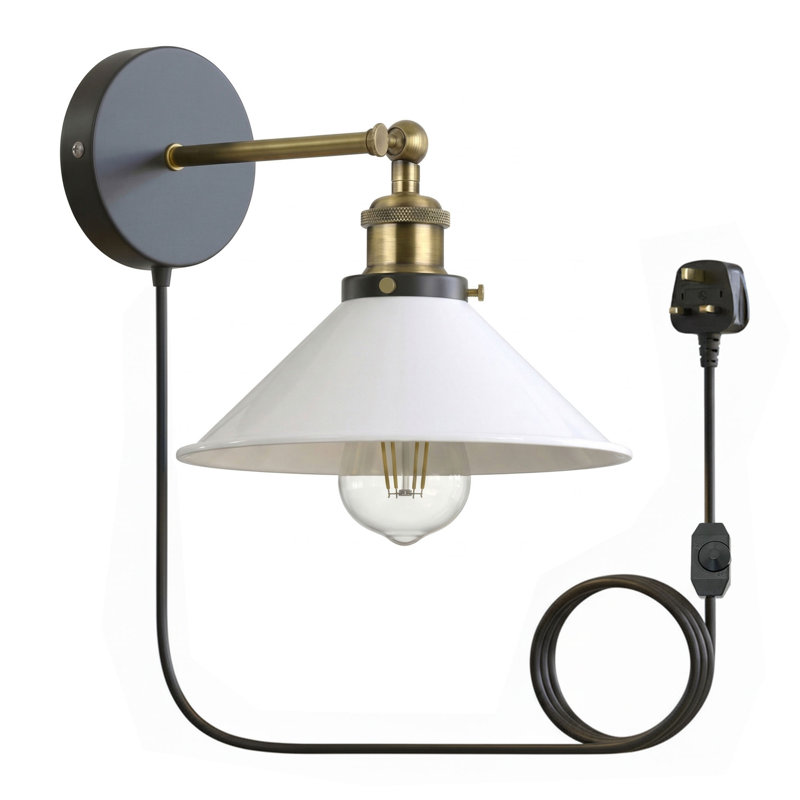 Plug-in Armed Sconce, White