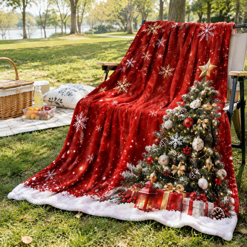 Cozy Christmas Tree Snowflake Blanket, Festive Winter Holiday Plush Throw for Sofa Couch Bedroom Living Room Home Decoration