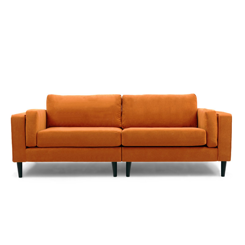 Deavian Velvet Sofa, Burnt Orange, Black, 3