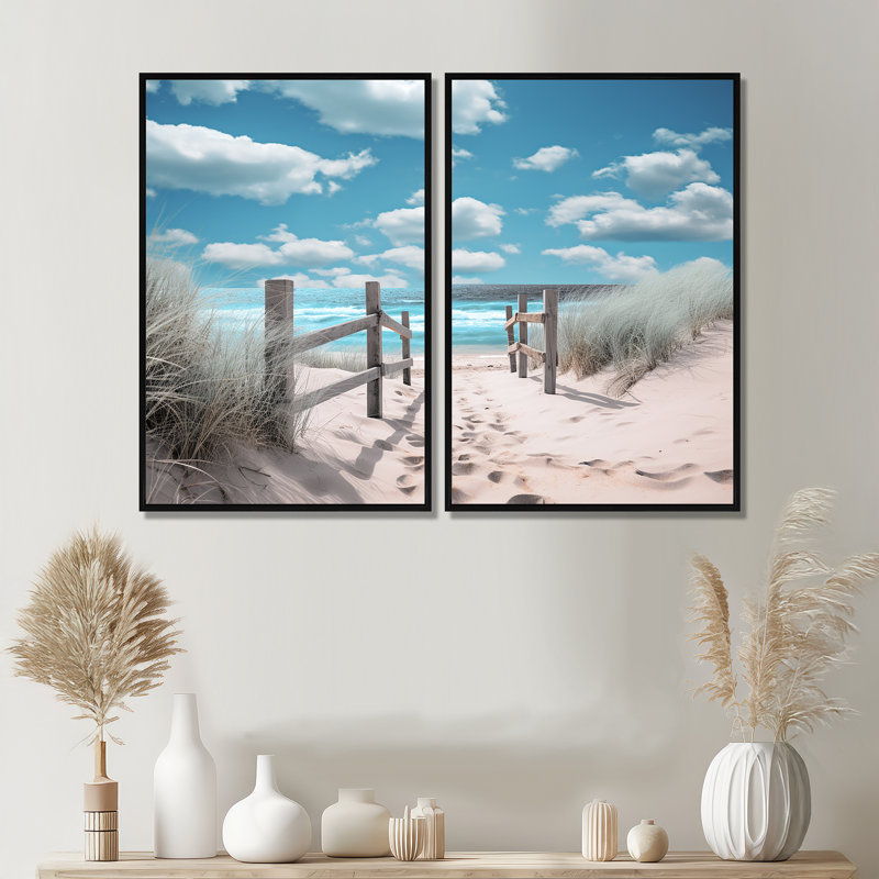 Plage, paysage marin, rêves, chemin I - impressions côtières turquoise sur toile, Noir, H 36 po x l 48 po