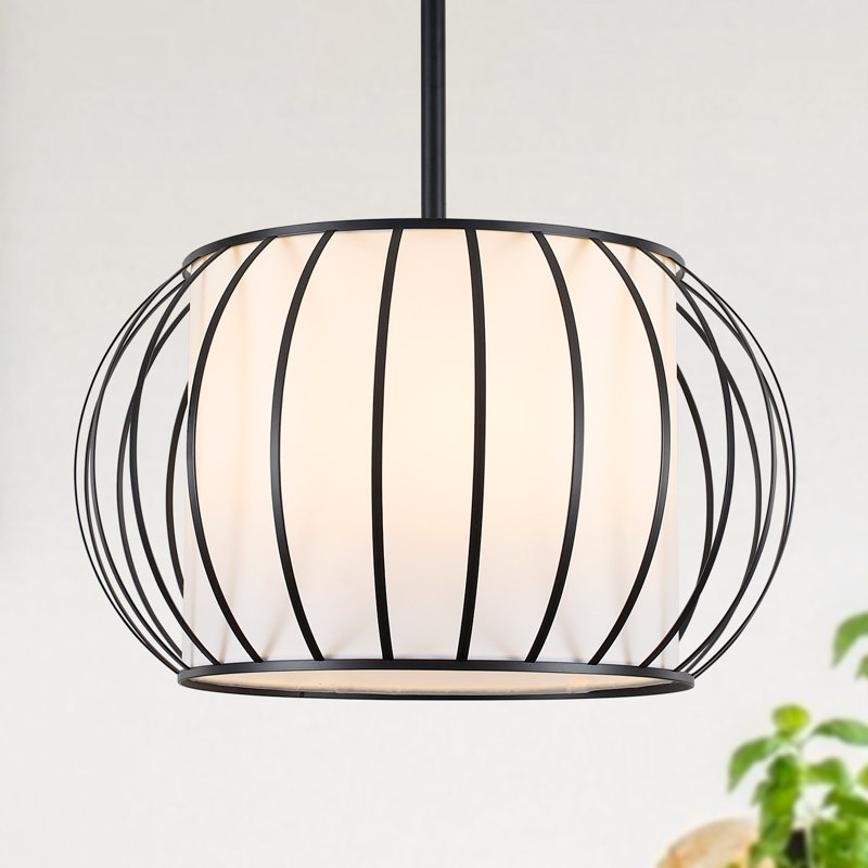 Lustre tambour 4 lumières à intensité variable, Noir mat