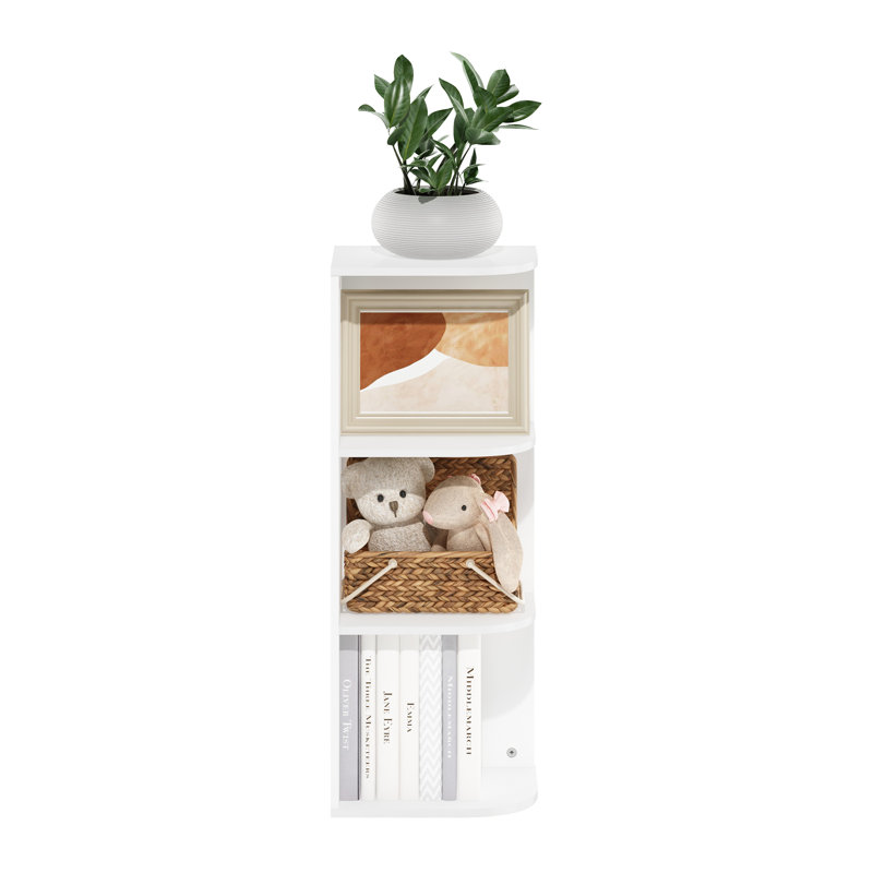 Cresta Corner Bookcase, Plain White, (3 Shelves) 31.5" H x 12.01" W x 9.3" D