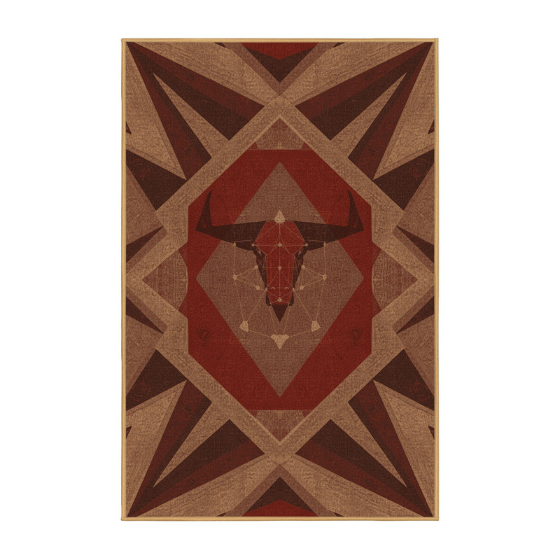 Tapis moelleux moelleux à motif géométrique rustique Evart - brun clair, 3x5