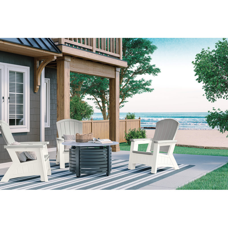 Dove Gray and White Resin Adirondack Chair with Storage