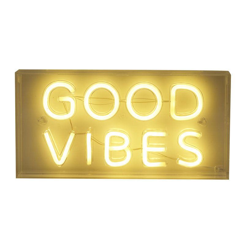 Elements "Good Vibes" Plastic LED Neon Sign, 12X6 Inch