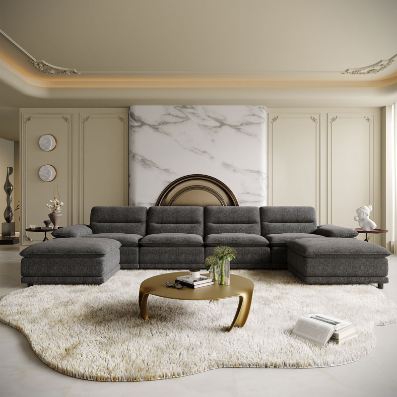 6-Piece 141'' Upholstered U-Shape Sectional