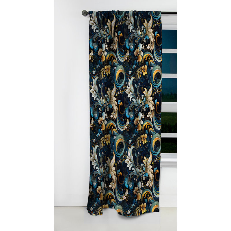 Motif cachemire marocain I - rideau floral - rideau occultant floral - 1 panneau, L 52 po x L 108 po