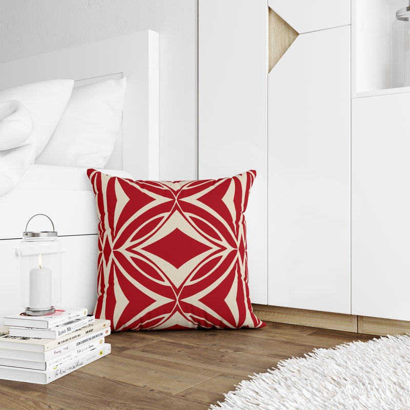 Jeté carré en polyester intérieur / extérieur, L 19 po x H 19 po, Rouge