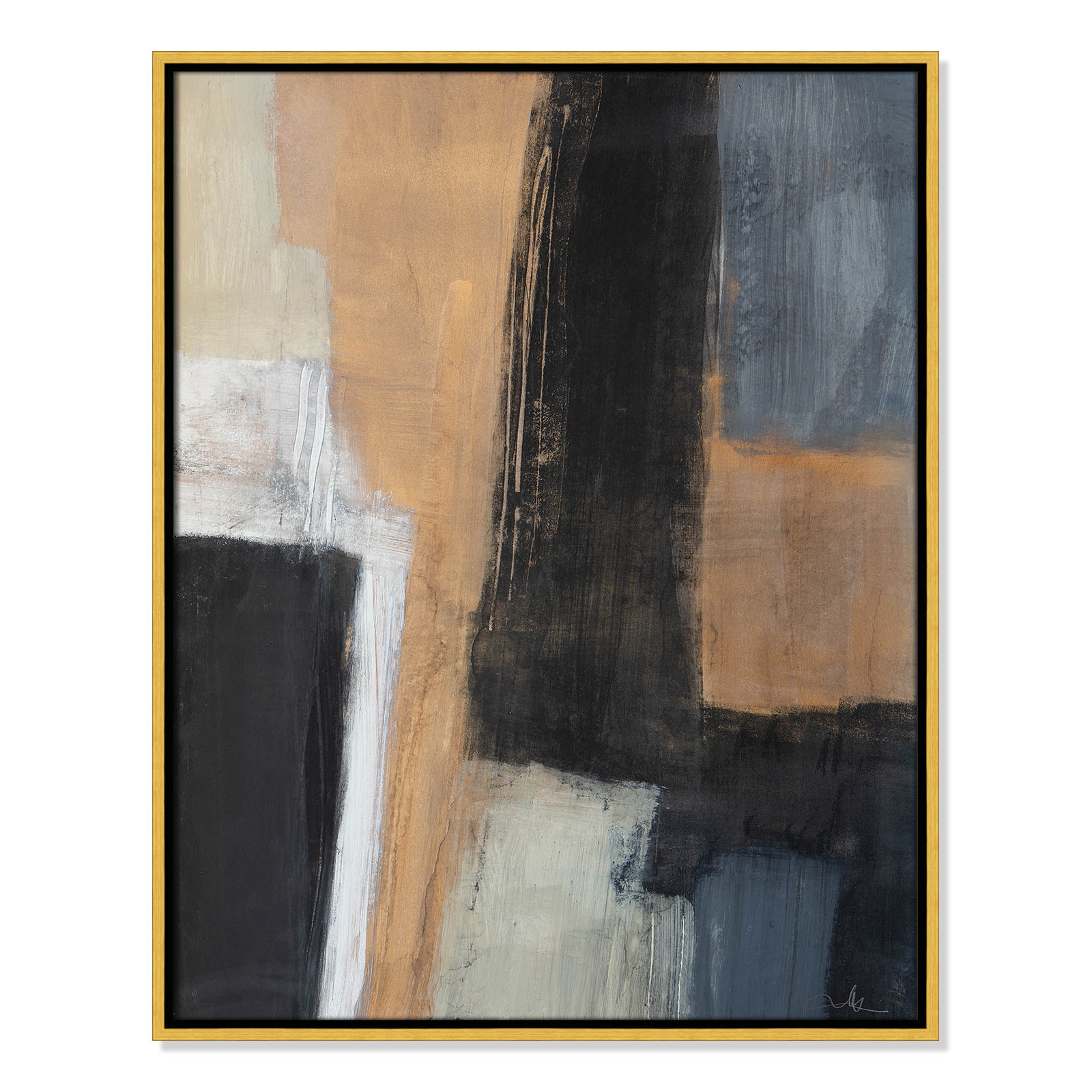Calderon "Metallic Slate I" Print, 29.5" H x 23.5" W x 2" D, Gold