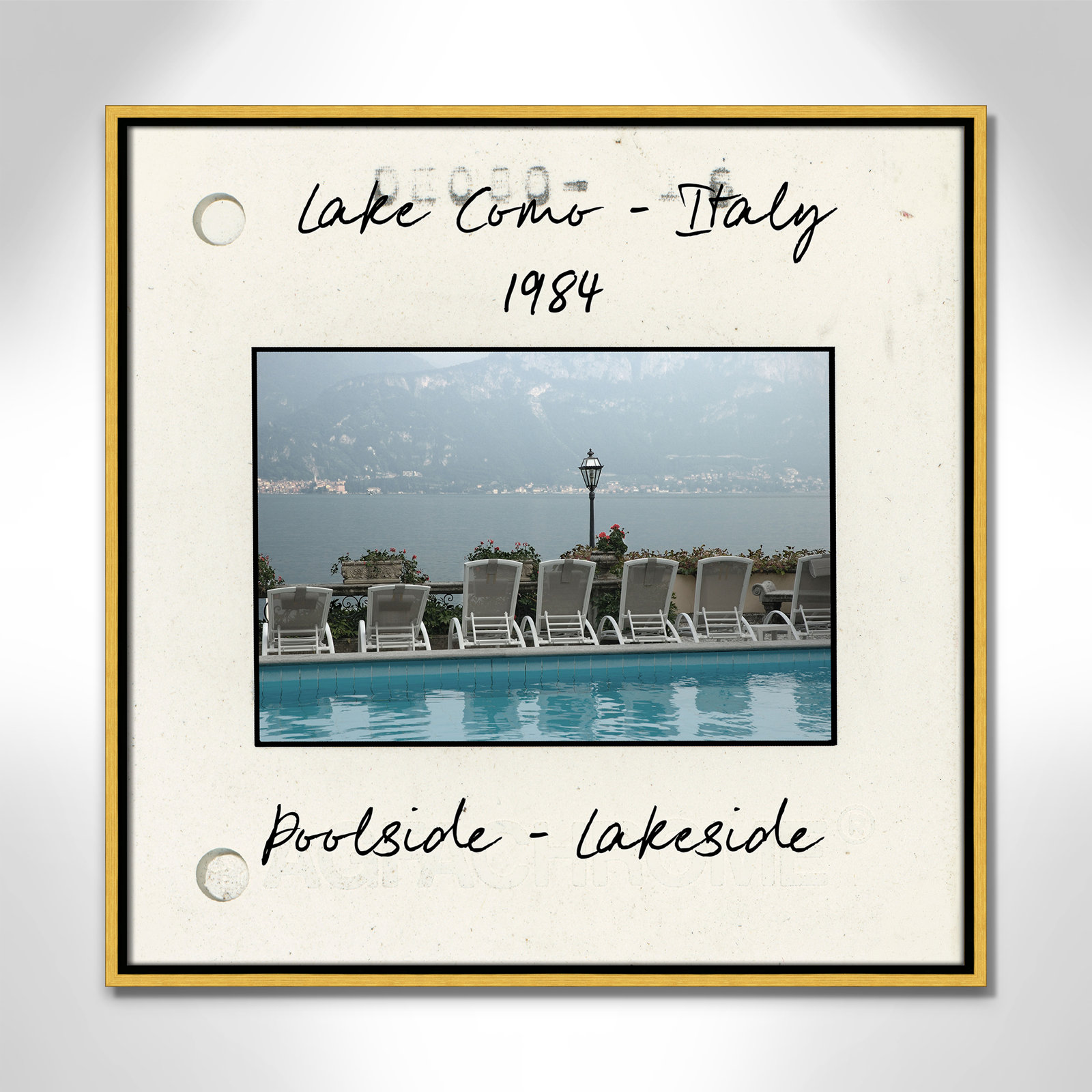 Lake Como, Italy - Poolside Lakeside Print by Danita Delmont, 25.5" H x 25.5" W x 2" D, Gold Floater Framed Canvas