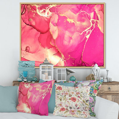 Rose et or fuchia liquide Art II - reproduction sur toile