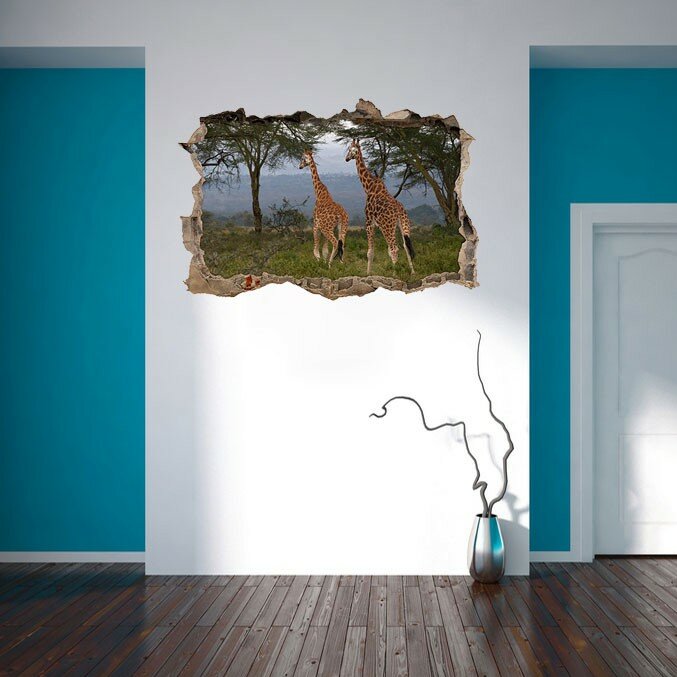 Wandaufkleber Two Giraffes Roaming in the Savanna