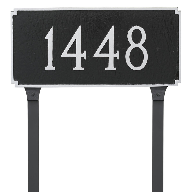 Plaque d'adresse sur 1 ligne Madison, Blanc / Noir, Oui