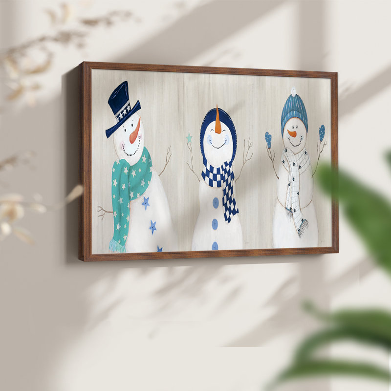 Amis de Noël - reproduction encadrée - réarmable, Noyer, H 22 po x l 28 po