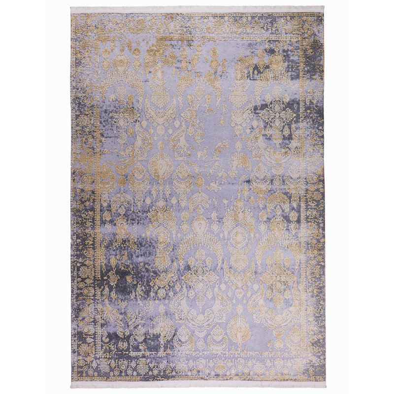 Tapis oriental gris en velours tissé à la machine Edens, Rectangle 2 pi 7 po x 4 pi 11 po