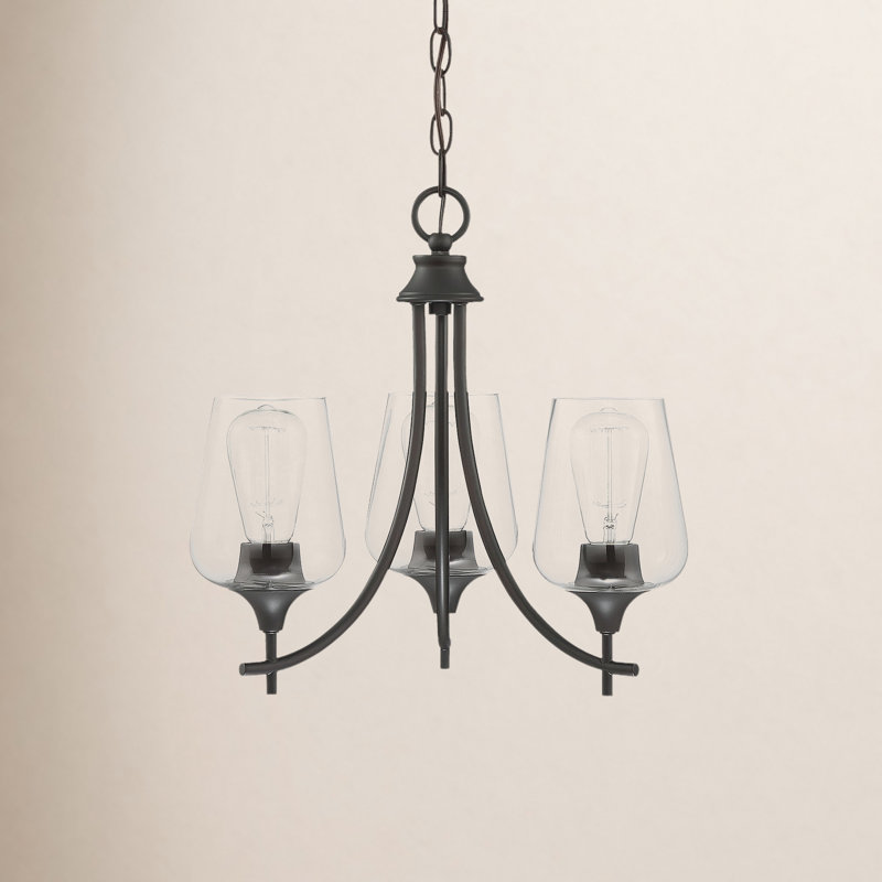 Lustre classique à 3 lumières avec abat-jour Breena, Bronze anglais