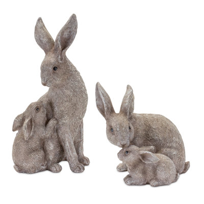 Labelle 2 Piece Resin Rabbit with Bunny Set
